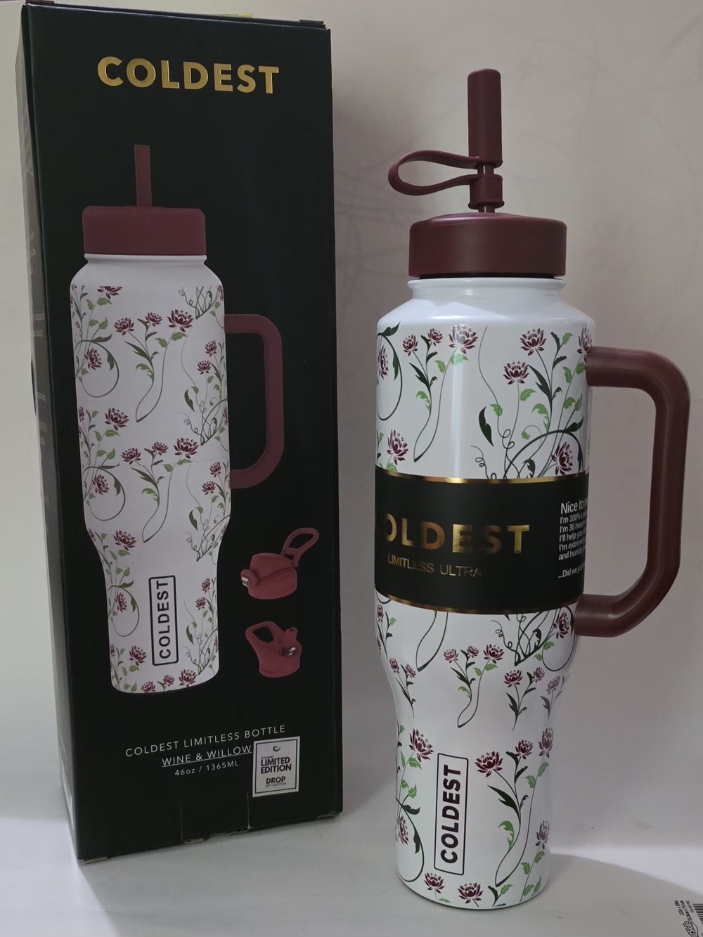 46oz Coldest Limitless Insulated Water Bottle - Wine & Willow
